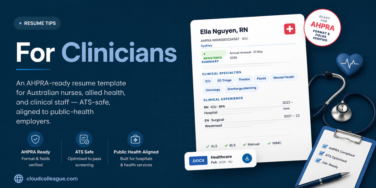 Resume template for healthcare roles